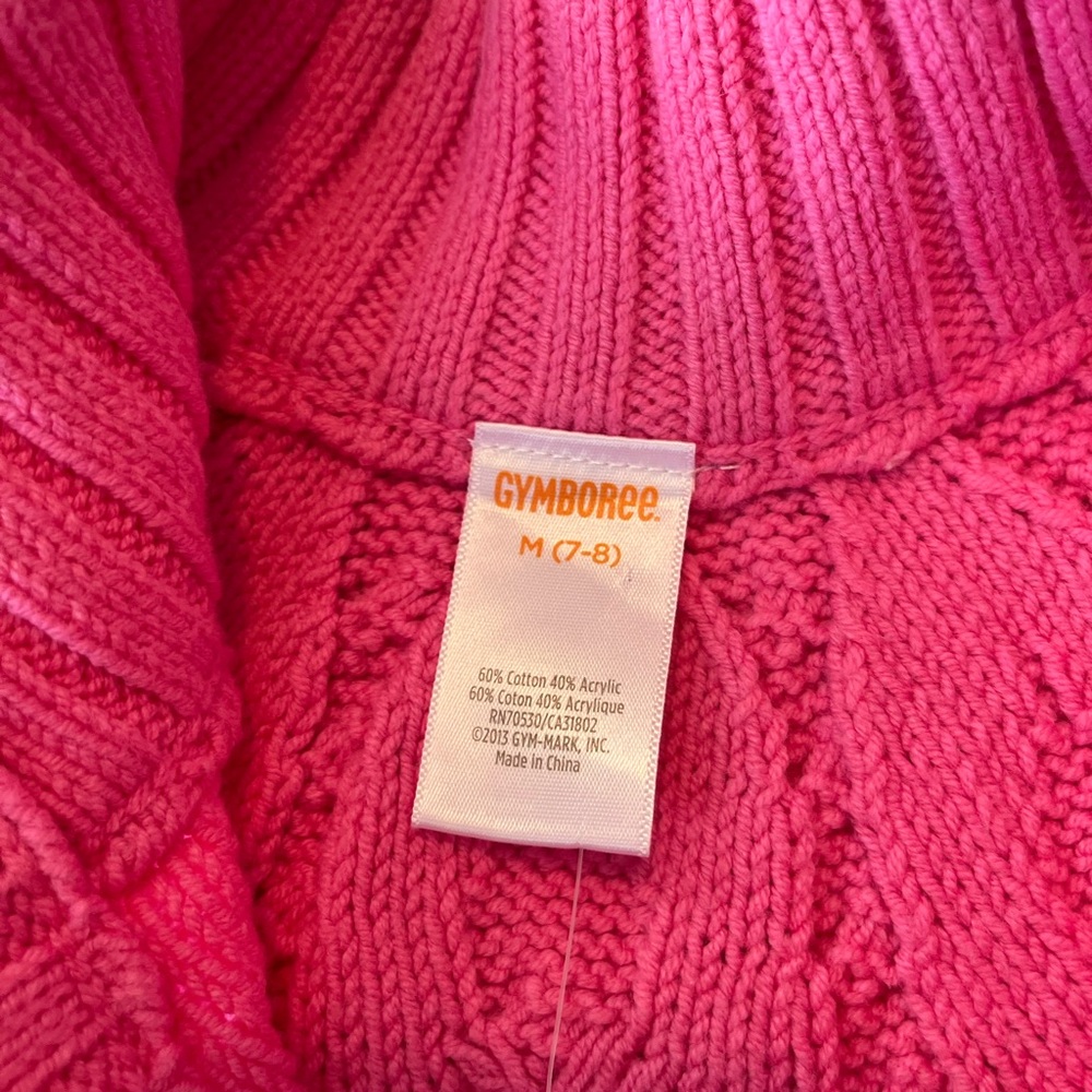 Gymboree Bright Pink Button-Up‎ Cardigan, short sleeve, crew neck, size M 7/8 - Picture 8 of 9